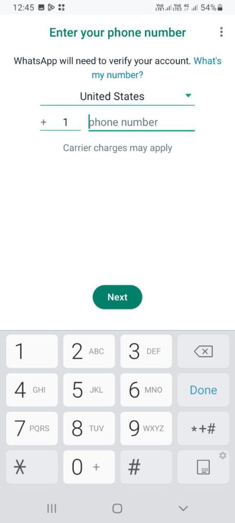 Enter your Whatsapp Phone Number