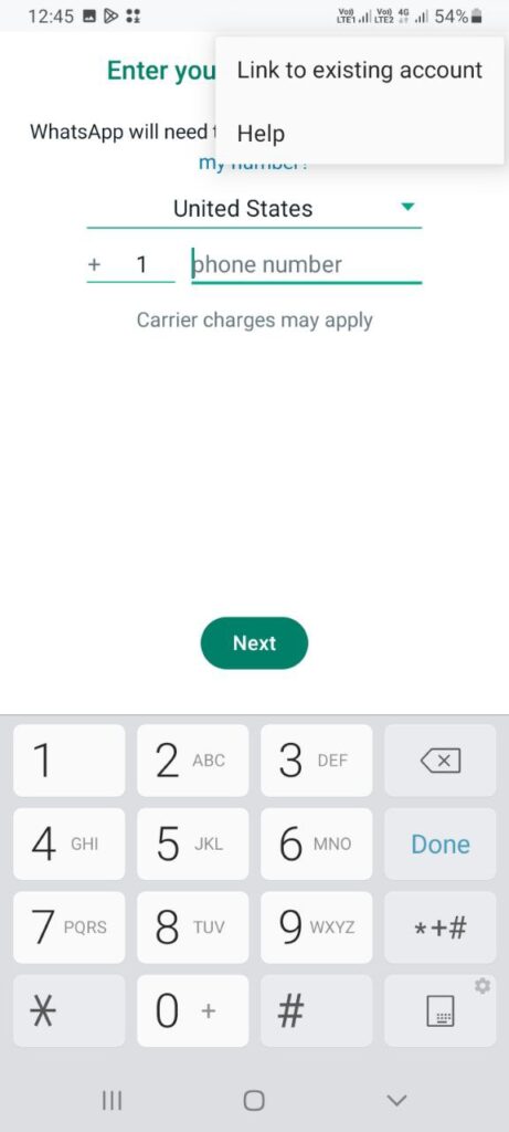 Link to existing Whatsapp account