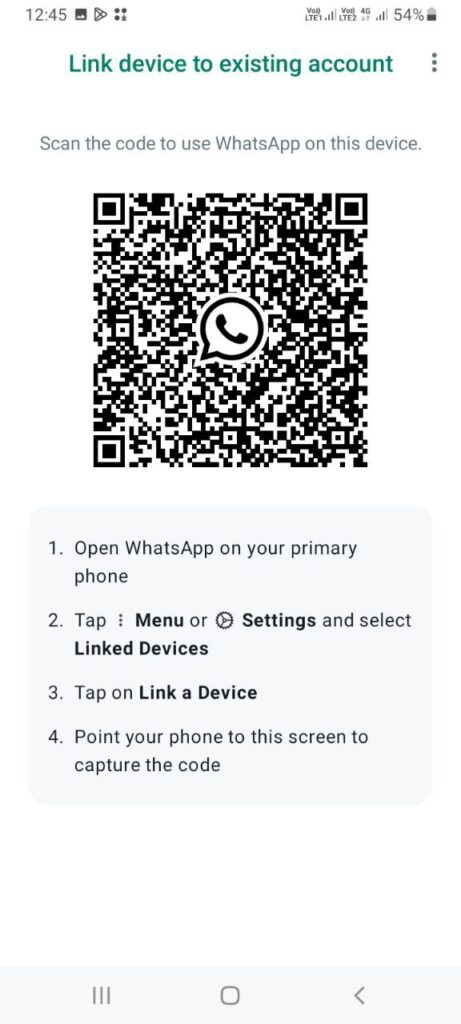Scan the QR code to use Whatsapp on this device