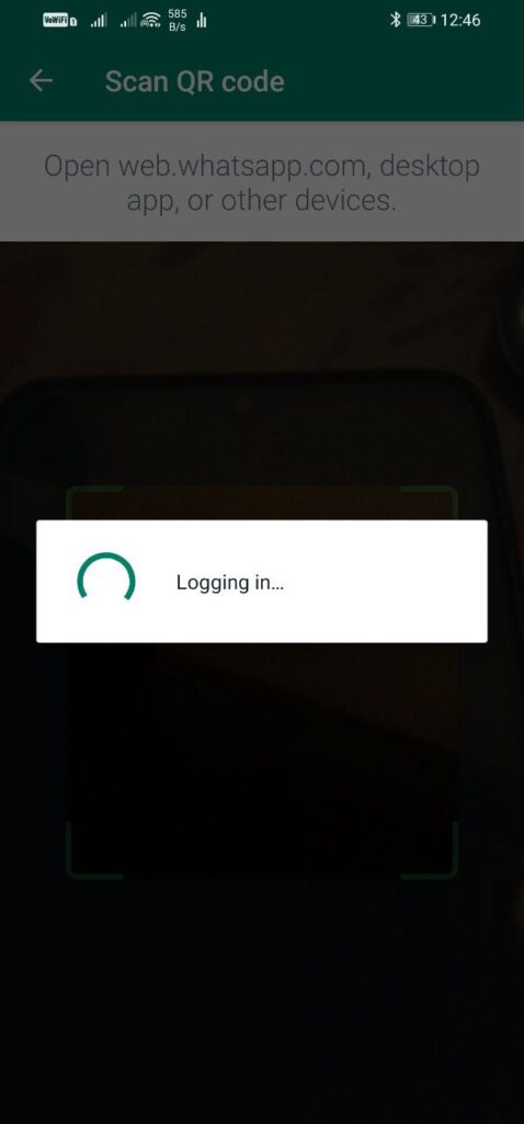 Whatsapp Logging In
