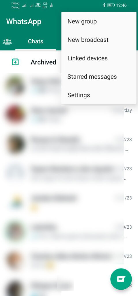 Whatsapp three dots option