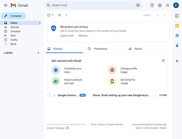 create gmail account, finished gmail create