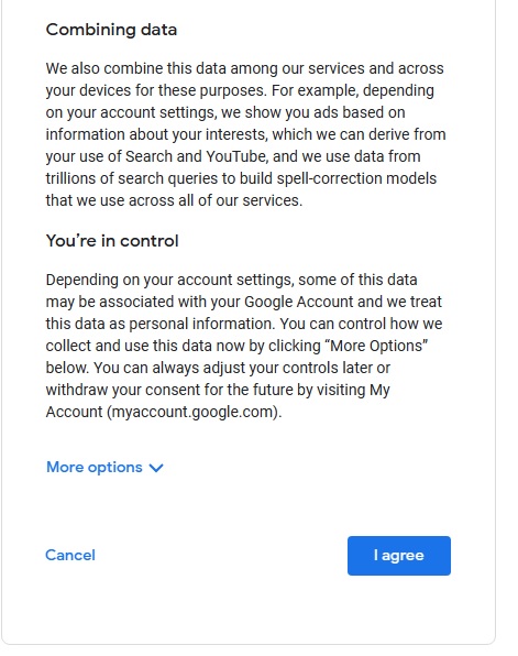 create gmail agree google grement