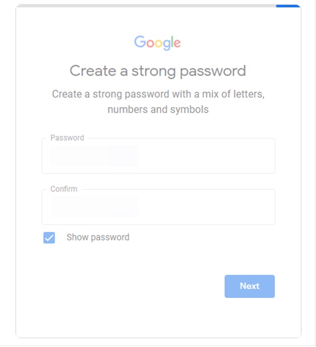 create gmail strong password