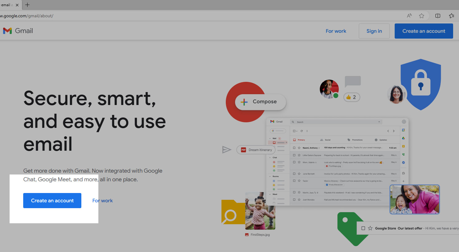gmail home page