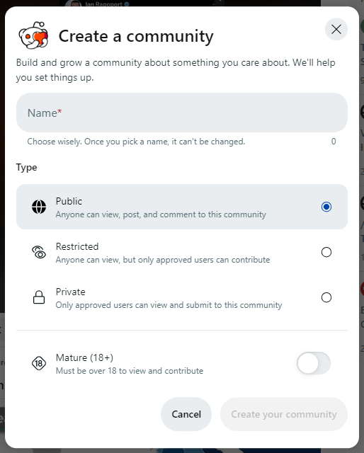 how subreddit community create